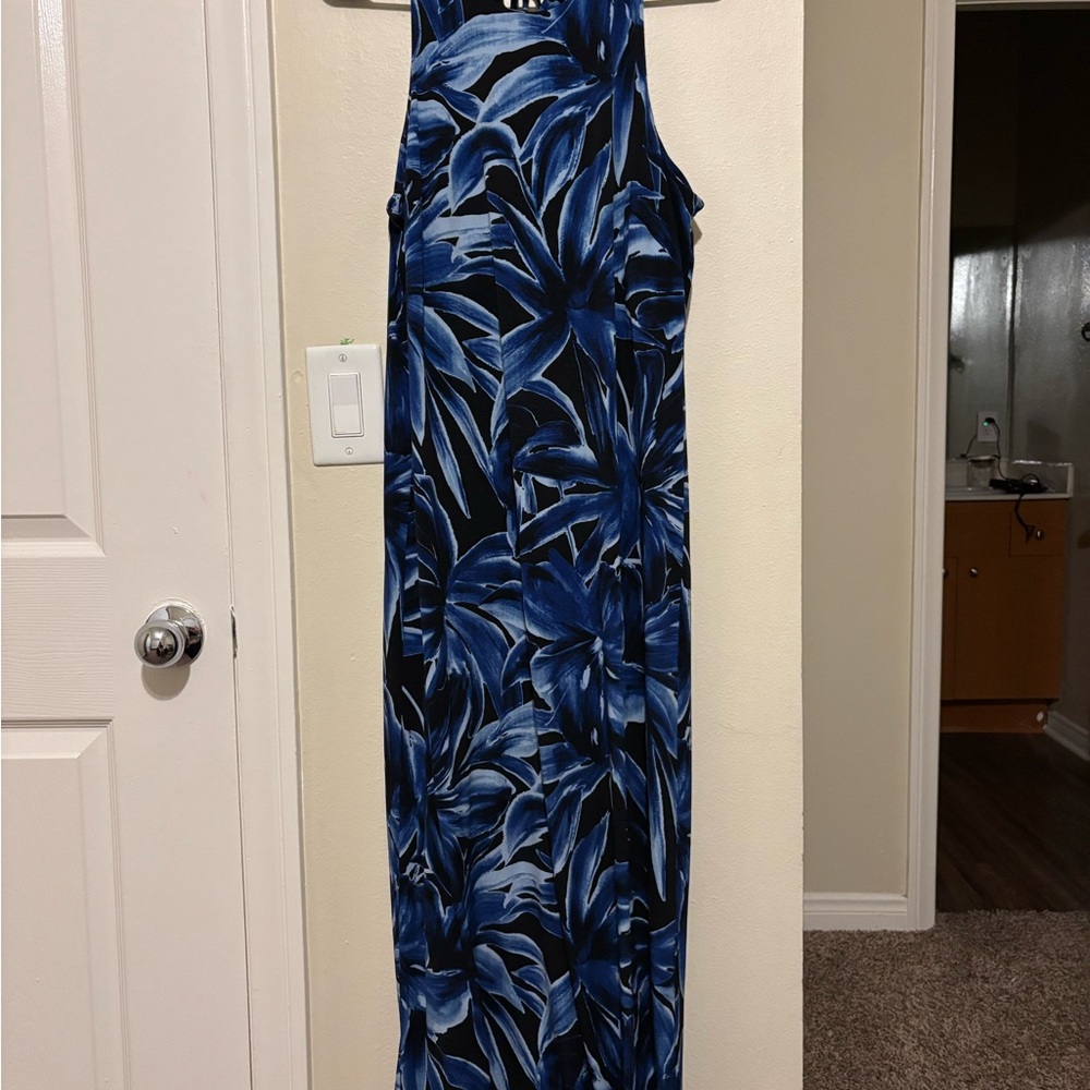Tommy Bahama Black and Blue Floral Maxi Dress